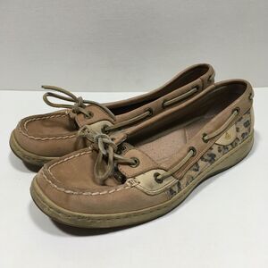 Sperry Top-Sider Boat Shoes Size 7.5 Angelfish Leather Leopard Sequin